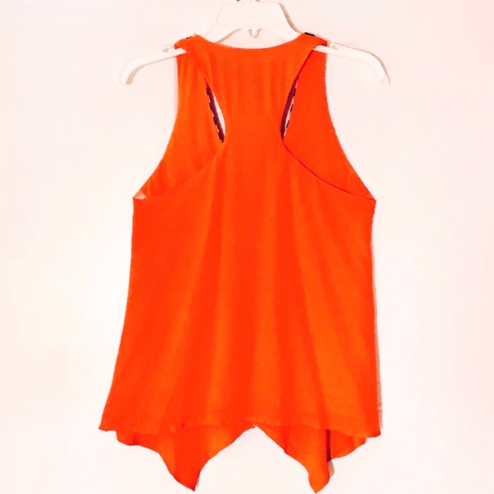 Parker Womens Silk Tank Top Beaded Orange Size XS Asymmetric Hem Boho Resortwear - Picture 3 of 14